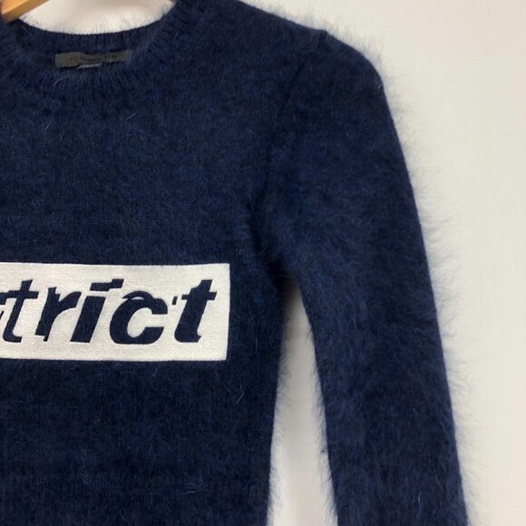 Alexander Wang  Strict embroidered Blue white Angora Wool ‘shrunken’ sweater XS - Picture 14 of 16